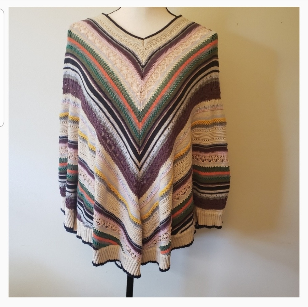 Democracy Shall Pullover Knit Boho Sweater L/XL